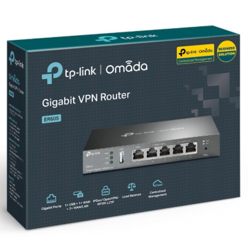 TP-LINK ER605 OMADA GIGABIT VPN ROUTER, CLOUD SDN, GbE WAN(1), LAN/WAN(2), 5YR - Image 1