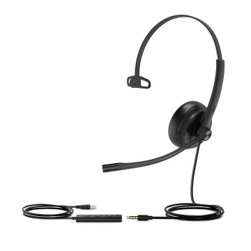 Yealink UH34-SE-M-UC UH34 Special Edition Mono UC USB Headset, USB-A 3.5mm, Audio Clarity, Noise Cancelling Microphone, Leather Ear Cushions, YHC20 Controller - Image 1