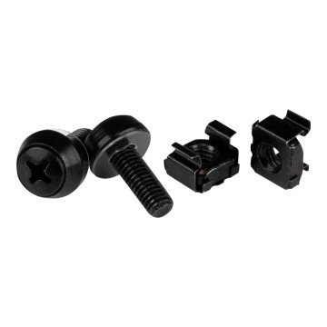 StarTech CABSCREWM62B M6 X 12MM - SCREWS AND CAGE NUTS - 100 PACK, BLACK 2YR - Image 1