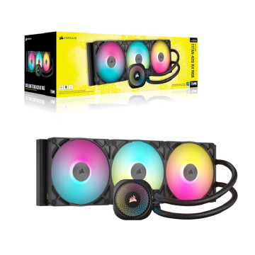 Corsair CW-9061019-WW iCUE LINK TITAN 420 RX RGB AIO Liquid CPU Cooler - Black: 94.7 CFM, 1700 RPM, Aluminum Radiator, Copper Cold Plate, Intel/AMD Support - Image 1