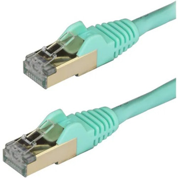 StarTech 6ASPAT50CMAQ 0.50m CAT6a Ethernet Cable - 10 Gigabit Category 6a Shielded Snagless 100W PoE Patch Cord - 10Gb Aqua UL Certified Wiring/TIA - CAT6a Ethernet Cable delivers 10 Gigabit connection free of noise & EMI/RFI interference - Test - Image 1