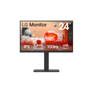 LG 24BA650-B 24' Full HD IPS 100Hz Monitor, 1920x1080, Built-in Power&Speaker, USB-C 65W PD, sRGB 99%, 5ms, 16:9, versatile stand Tilt/Height/Swivel/Pivot - Image 1