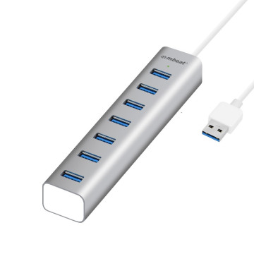 MBEAT MB-HUB768 7-Port USB 3.0 Powered Hub - USB 2.0/1.1/Aluminium Slim Design Hub with Fast Data Speeds (5Gbps) Power Delivery for PC and MAC devices Weight: - Image 1