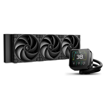 DEEPCOOL R-SPT360-BKDSMP-G-1 SPARTACUS 360 Fully Customisable 6th Gen Liquid Cooler with Silent Ring Fans， 3.4' LCD - Image 1