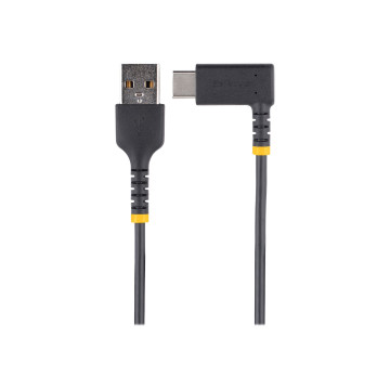 StarTech R2ACR-15C-USB-CABLE 6IN (15CM) USB-A TO USB-C FAST CHARGING CABLE, RUGGED, RIGHT-ANGLED, CHARGE & - Image 1