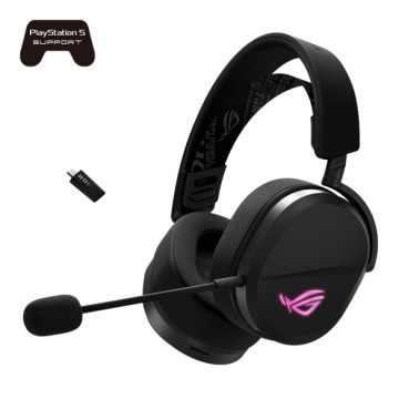 ASUS ROG PELTA Gaming Headset Black, Tri-Mode (2.4GHz/BT/USB-C), 50mm Titanium Drivers, 32Ω, 20Hz-20kHz, 10mm Mic, 70H Battery, 309g, RGB - Image 1