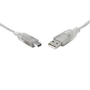 8ware UC-2003ABN USB 2.0 Cable 3m A to B 5-pin Mini Transparent Metal Sheath UL Approved - Image 1