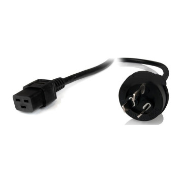 8ware RC-3086AU-0200 Power Cable 2m 3-Pin AU to IEC C19 Male to Female 10A Electrical Safety Black - Image 1
