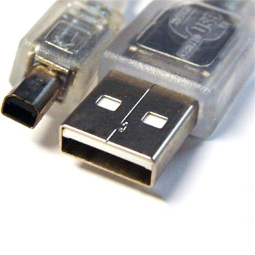 8ware UC-2403ABN USB 2.0 Cable 3m A to B 4-pin Mini Transparent Metal Sheath UL Approved - Image 1