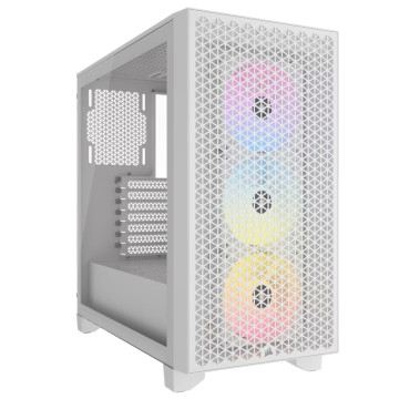 Corsair CC-9011256-WW 3000D RGB AIRFLOW Mid-Tower PC Case - White, ATX, 360 GPU, 170 CPU cooler, 220 PSU, 3x AR120 RGB, 2x USB-A Gen 1 - Image 1