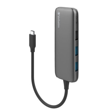 Verbatim 66603 USB-C Hub with 2 x USB-A 3.2 Gen 1 supports up to 5Gbps data transfer, 1 x USB-C supports up to 5Gbps data transfer - Space Grey - Image 1