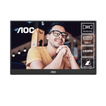 AOC 16T20 15.6inch FHD IPS 1920x1080 16:9, 800:1 Contrast 230 Nits 2x USB-C 1x Mini HDMI 2.0 1Wx2 Speakers Foldable Smart Cover VESA Mount Portable Monitor - Image 1