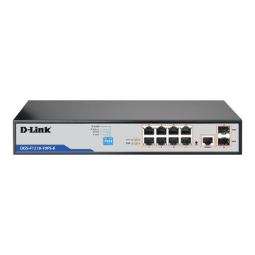 D-Link DGS-F1210-10PS-E 10P GIGABIT SMART MANAGED POE+ SWITCH WITH 8 LONG REACH POE PORTS (142W) AND 2 SFP - Image 1