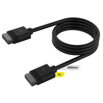 Corsair CL-9011119-WW iCUE LINK Cable, 1x 600mm with Straight connectors, Black - Image 1