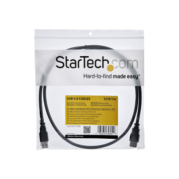 StarTech USB3SEXT1MBK 1M USB 3.0 A TO A EXTENSION CABLE, M/F, BLACK, LTW - Image 1