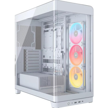 Corsair CC-9011317-WW FRAME 4500X LX-R RGB LINK Panoramic Glass Mid-Tower PC Case White: up to 460mm GPU, 360mm radiators, rich I/O, and versatile fan/rad mounts - Image 1