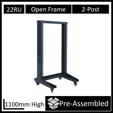 LDR WB-OR-B6622 Flat Packed 22U 2-Post Open Frame Rack, Black Metal Construction - Image 1