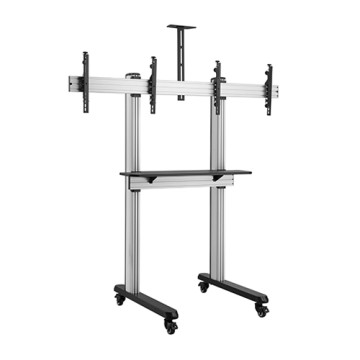 Brateck TTD09-46FW Dual Screen Video Conferencing TV Cart for 45'-55' TVs Up to 50kg each, Fine Texture Grey, 2009x1000x2460mm - Image 1