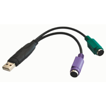 Astrotek AT-USB-PS2 USB 2.0 to PS2 Cable 15cm - for Mouse Keyboard Black Colour RoHS - Image 1