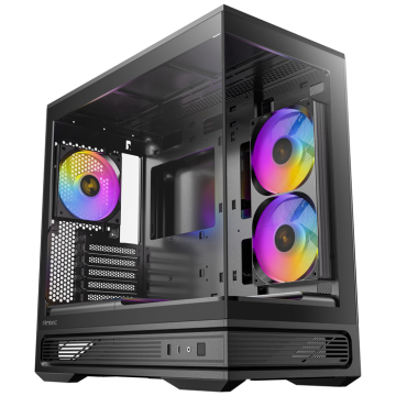 Antec C2M ARGB - Black, Micro-ATX/ITX, steel/glass, 5 slots, 415mm GPU, 165mm CPU, 240mm ARGB fan, USB-C 10Gbps - Image 1