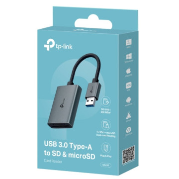 TP-LINK UA430 USB 3.0 TYPE-A TO SD & MICROSD 3.0 CARD READER, UHS-I, BLACK - Image 1