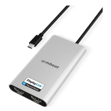 MBEAT MB-DLA-CD2H USB-C Dual 4K HDMI DisplayLink Adapter with PD Pass-through Dual 4K@60Hz 2 × HDMI 2.0 1 × USB-C 3.1 1 × USB-C PD 3.0 Supports up to 90W - Image 1