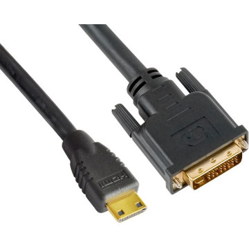 Astrotek AT-MINIHDMIDVI-0.6 Mini HDMI to DVI Cable 60cm - 19 pins Male to 24+1 pins Male 30AWG OD6.0mm Gold Plated Black PVC Jacket RoHS LS ~CBAT-MINIHDMIDVI-1.4 - Image 1