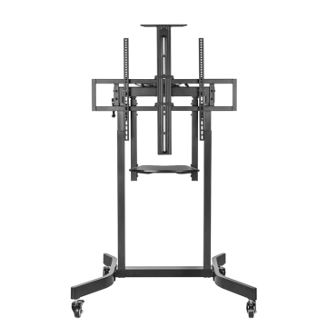 Brateck TTL14-68TW-BLK Deluxe Motorized Large TV Cart with Manual Tilt, Equipment Shelf and Camera Mount Fit 55'-100' Up to 120kg- Matte Black （LS） - Image 1