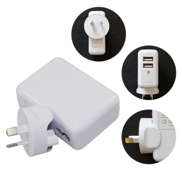 Astrotek AT-USB-PWR-2 USB Travel Wall Charger AU Power Adapter Plug 12W 5V 2.1A 100V-240V 2 Ports White for iPhone Samsung Smartphones & USB Devices - Image 1