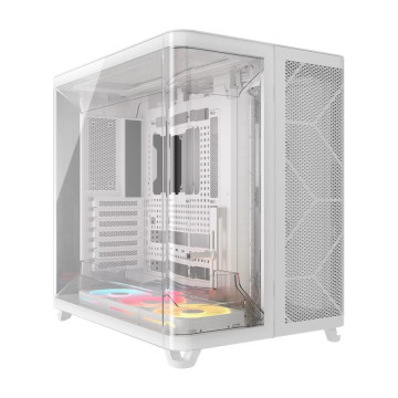 Corsair CC-9011321-WW AIR 5400 LX-R RGB iCUE LINK Triple Chamber Mid-Tower PC Case - White; ATX/E-ATX; 467x470x340mm; TG; 360GPU; 180CPU; 360RAD; USB-C - Image 1