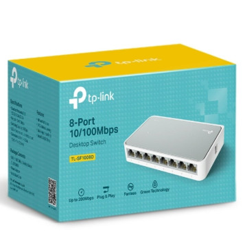 TP-LINK TL-SF1008D (CH) 8-port 10/100M Desktop Switch, 8 10/100M RJ45 ports, Plastic case, Supports Auto MDI/MDIX - Image 1