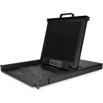 StarTech RKCONS1708K 8 Port Rackmount KVM Console w/ 1.8m Cables - Integrated KVM Switch w/ 17" LCD Monitor - Fully Featured 1U LCD KVM Drawer- OSD KVM - Durable 50,000 MTBF - USB + VGA Support - Image 1