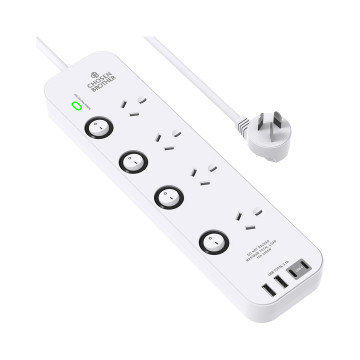 Chosen Brother POWCB422D Individual Switch Powerboard with 4 AC Outlets, 2 USB-A and 2 USB-C, Surge Protector 1.5M Extension Cord, 350 Joules, Overload Protection - Image 1