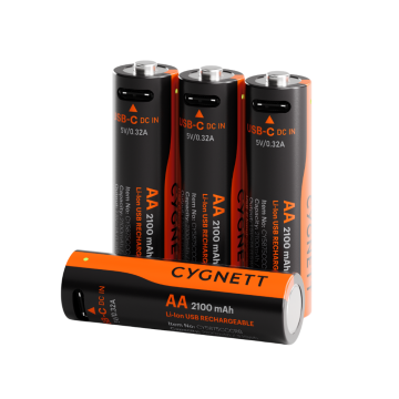 Cygnett CY5875CCCRB AA USB-C Rechargeable Li-ion Battery 4Pk (Black) - Image 1
