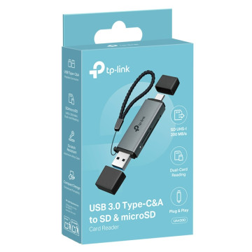 TP-LINK UA430D USB 3.0 Type-C&A to SD & microSD 3.0 Card Reader, support SD，SDHC、SDXC，microSD、microSDHC、microSDXC cards up to 2TB. - Image 1