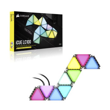 Corsair CL-9011115-WW iCUE LC100 Case Accent Lighting Panels - Mini Triangle - 9x Tile Expansion Kit - Image 1