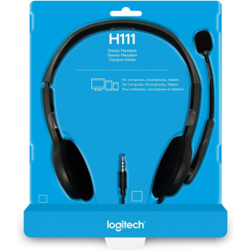 Logitech 981-000612 H111 Strereo Headset (Single 3.5mm Jack) Cable length: 7.71 ft (2.35 m) 2-Year Limited Hardware Warranty - Image 1