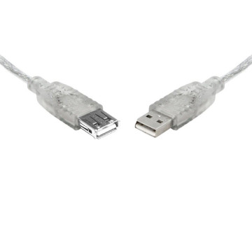 8ware UC-2003AAE USB 2.0 Extension Cable 3m A to A Male to Female Transparent Metal Sheath Cable - Image 1