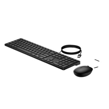 HP 9SR36UT 320MK USB Wired Desktop Keyboard Mouse Combo Reduced-sized & Low-Profile Quiet Keys Plug&Play for Notebook Desktop PC WIN11/10 Black - Image 1