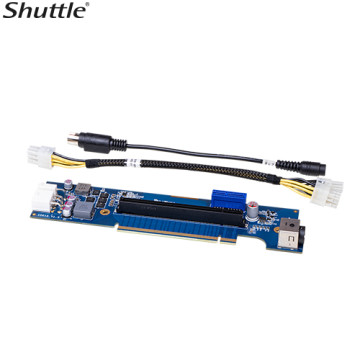 Shuttle PRC02 XPCs Add-On Cards includes a PCIe riser card with a Molex power cable and a power extender cable - Image 1