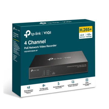 TP-LINK VIGI NVR1004H-4P 4 Channel PoE+ Network Video Recorder, 24/7 Continuous Recording, 4K HDMI Video Output & 16MP Decoding (HDD Not Included) - Image 1