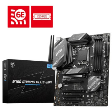 MSI B760 GAMING PLUS WIFI ATX Motherboard, 4x DDR5~192GB, 5x PCI-E x 16, 2x M.2, 4x SATA, 2x USB 3.2 , 4x USB 2.0 1 USBx C - Image 1
