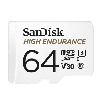 Sandisk SDSQQNR-064G-GN6IA High Endurance 64GB microSD 100MB/s 40MB/s 5K hrs 4K UHD C10 U3 V30 -40°C to 85°C Heat Freeze Shock Temperature Water X-ray Proof SD Adapter - Image 1