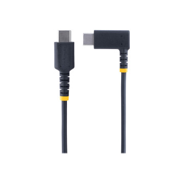 StarTech R2CCR-15C-USB-CABLE 6IN (15CM) USB-C FAST CHARGING CABLE, RUGGED, RIGHT-ANGLED, CHARGE & SYNC, 60 - Image 1