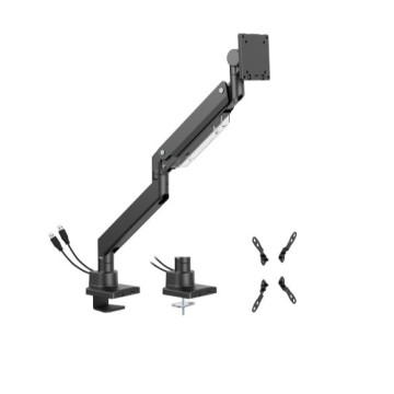 Brateck LDT80-C012UC Super Heavy-Duty Gas Spring Monitor Arm with USB-A and USB-C Ports For most 17'~57' Monitors, Matte Black - Image 1