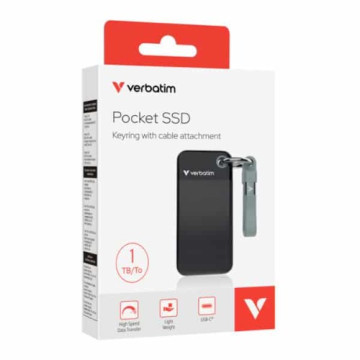 Verbatim 32190 1TB Pocket SSD USB 3.2 Gen 2 1TB Black Grey. Convenient Keyring cable holder. Compact, Rugged. Ultra Lightweight Performance 58g Portable B - Image 1
