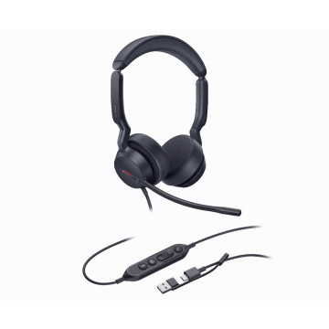 Yealink UH44-D-MS-C/A UH44 Dual Teams USB-C/A Microsoft Certified Teams USB Wired HeadsetDual Noise-Canceling Microphones 35mmSpeaker Busylight Leather Ear Cushions - Image 1