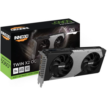INNO3D N506T2-08D7X-193075N nVidia GeForce RTX 5060 Ti TWIN X2 OC 8GB GDDR7, 2602MHz Boost Clock, RAM 28Gbps, 3xDP, 1xHDMI, 250x116x41mm - Image 1