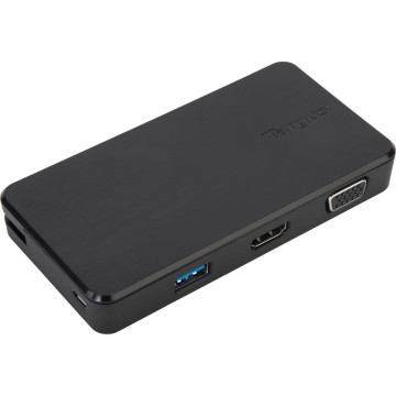 Targus DSU100US USB 3.0 & USB-C Dual Travel Dock Connects 2 monitors, 1x HDMI 1x VGA, Supports Projectors and HDTVs, PCs, Macs, and Android Devices - Image 1