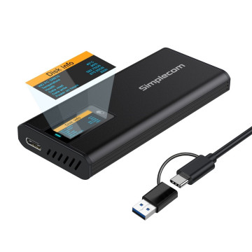 Simplecom SE530 NVMe / SATA M.2 SSD to USB-C Enclosure with SMART LED Screen USB 3.2 Gen 2 10Gbps - Image 1
